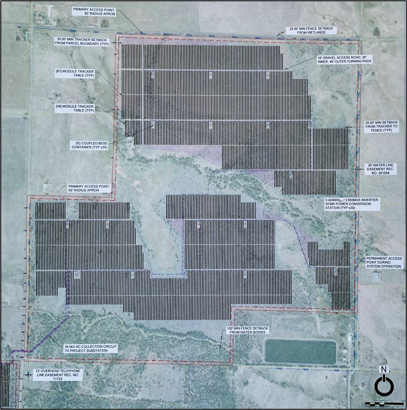 Figure 6: Image of proposed east array area depicting layout of PV panels. Taken from the information flyer provided at the May 16, 2023, public meeting.